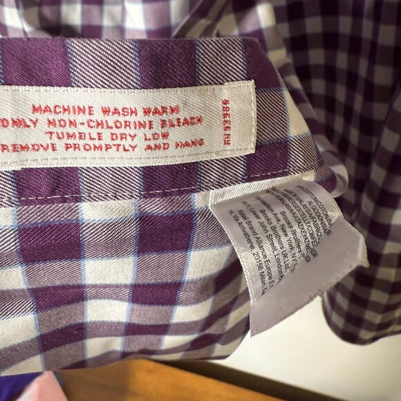 Brooks Brothers 346 Non Iron Long Sleeve Button Down Purple Blue White Check XL - Picture 7 of 7